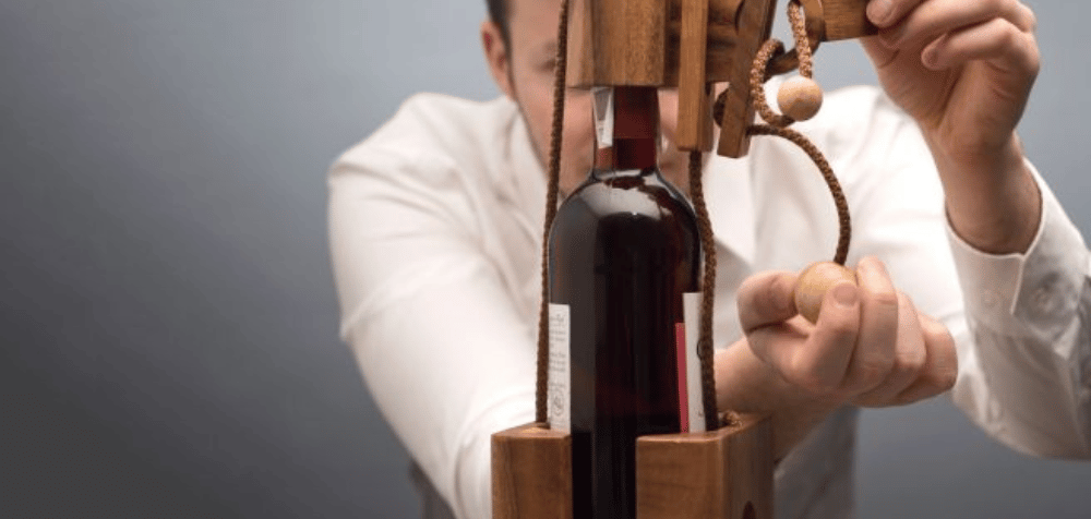 Wine bottle holder puzzle